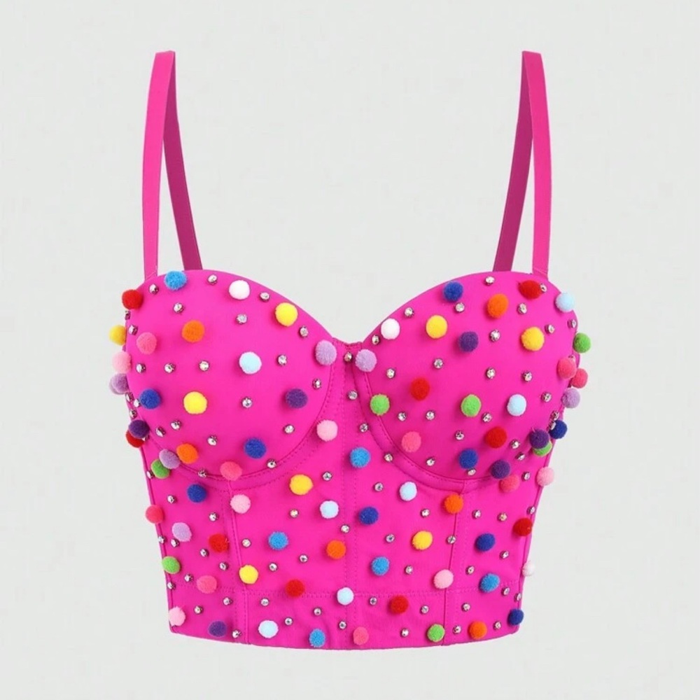 Vibrant Pink Tank Top with Colorful Accents